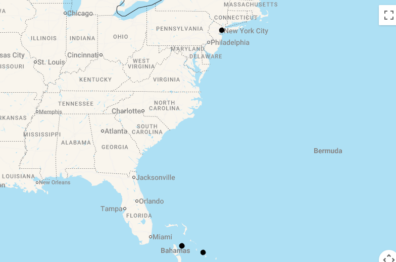 Karte 11 Tage New York und Bahamas