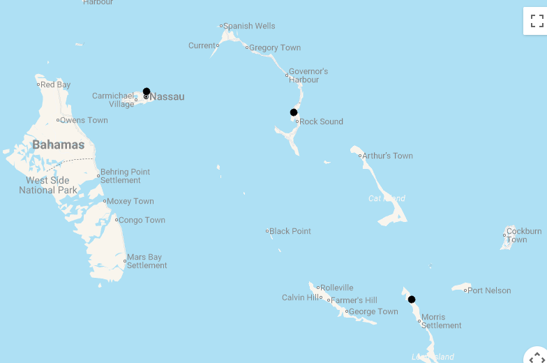 Karte 13 Tage Bahamas mit Kindern entdecken