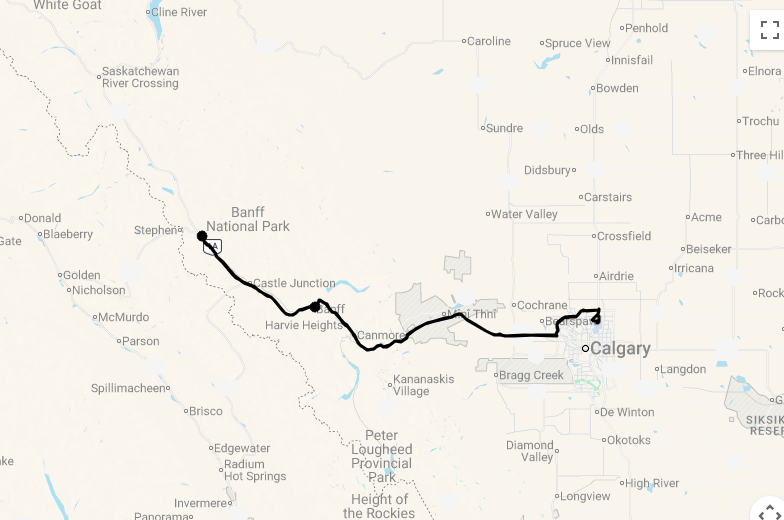 Karte 13 Tage Skireise Banff und Lake Louise mit Flug, Mietwagen, Hotel und Skipass