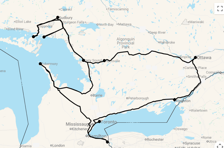 Karte 15 Tage Natur und First Nations in Ontario