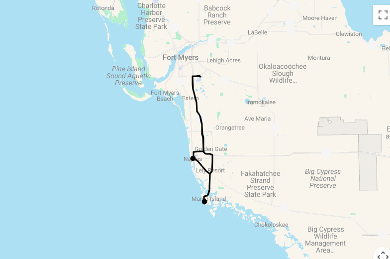 Karte 9 Tage Floridas Paradise Coast - Naples, Marco Island & die Everglades