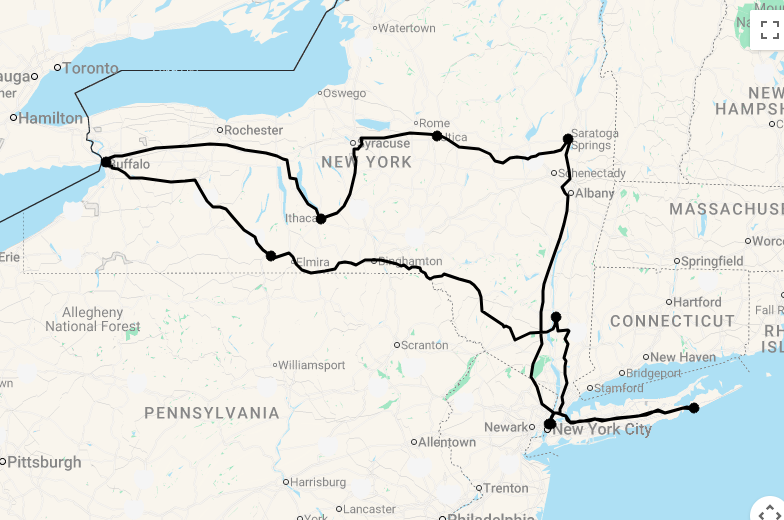 Karte 13 Tage New York State Erleben mit Long Island