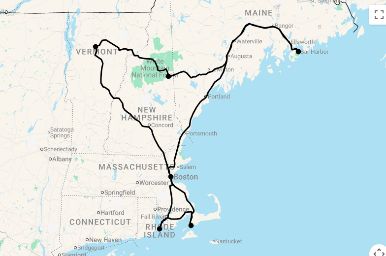 Karte 14 Tage Best of Neuengland mit Inns & Guest Houses