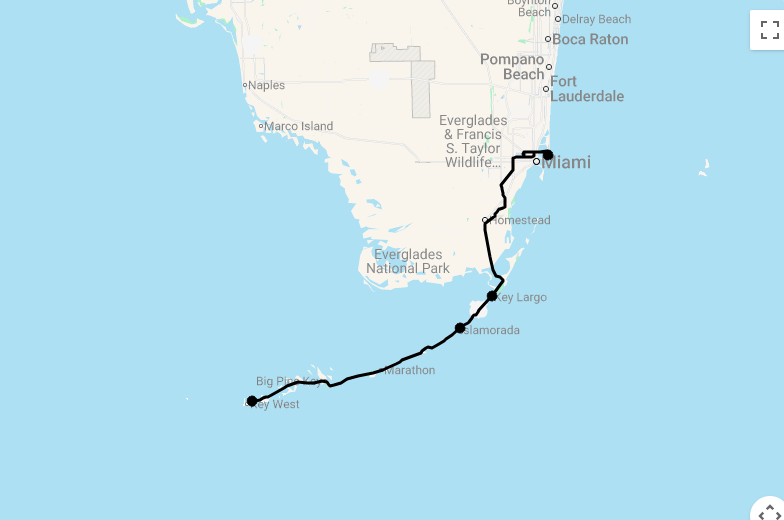 Karte 8 Tage Florida Keys