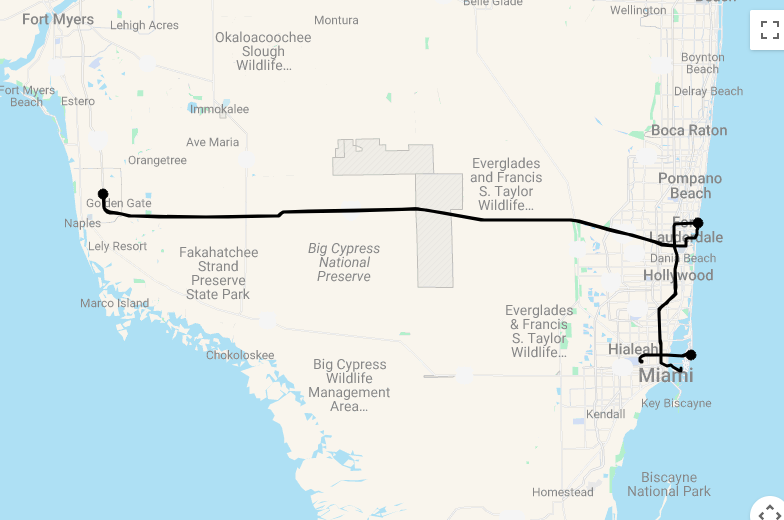Karte 13 Tage Östliche Karibik und Südflorida