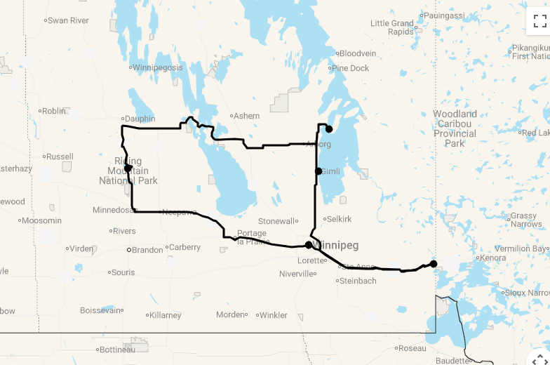 Karte 13 Tage Naturschätze in Manitoba