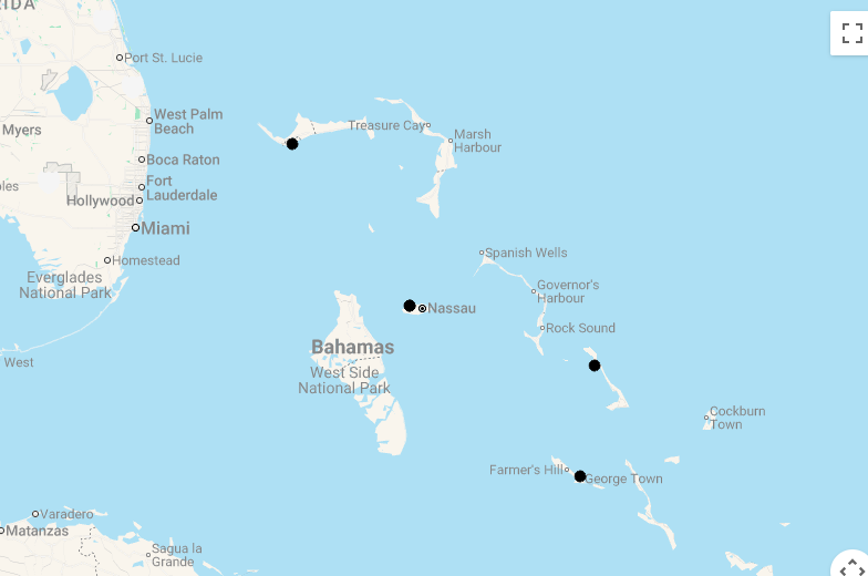 Karte 16 Tage Entdeckungsreise Bahamas - von Nassau bis Cat Island
