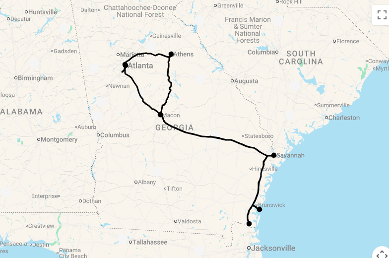 Karte 11 Tage Georgia entdecken