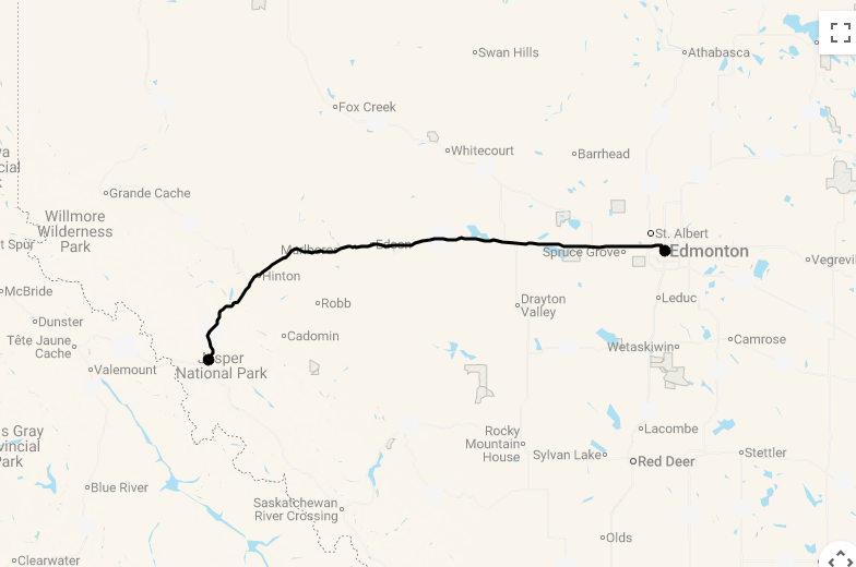 Karte 11 Tage Skireise Jasper mit Edmonton mit Flug, Transfer, Hotel und Skipass