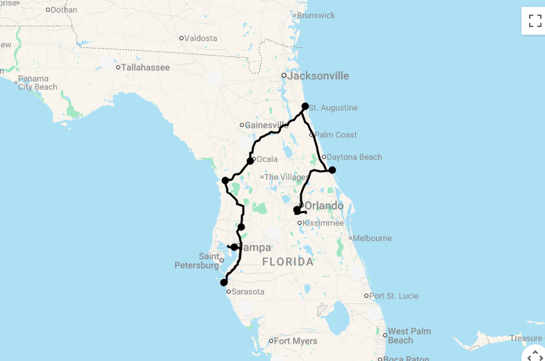 Karte 16 Tage Vielfältiges Florida für Kenner