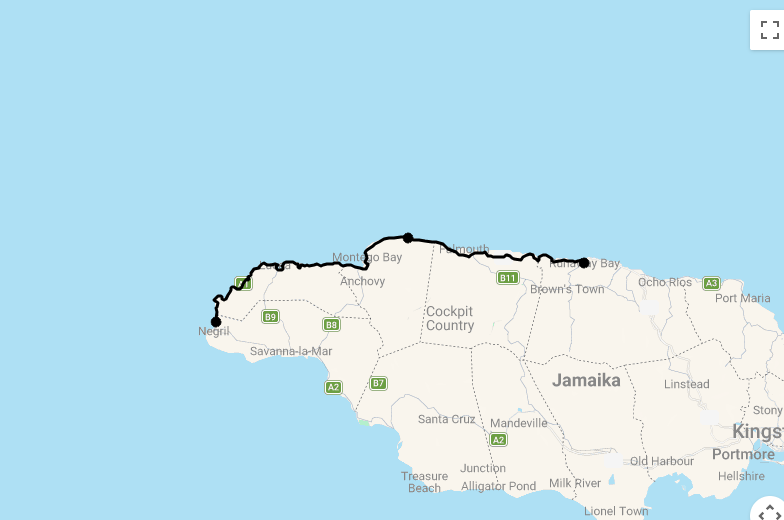 Karte 16 Tage Jamaika entdecken