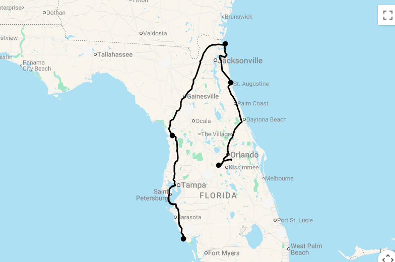 Karte 12 Tage Unbekanntes Florida mit Flug