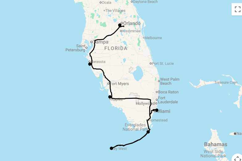 Karte 13 Tage Die Golfküste Floridas mit Flug