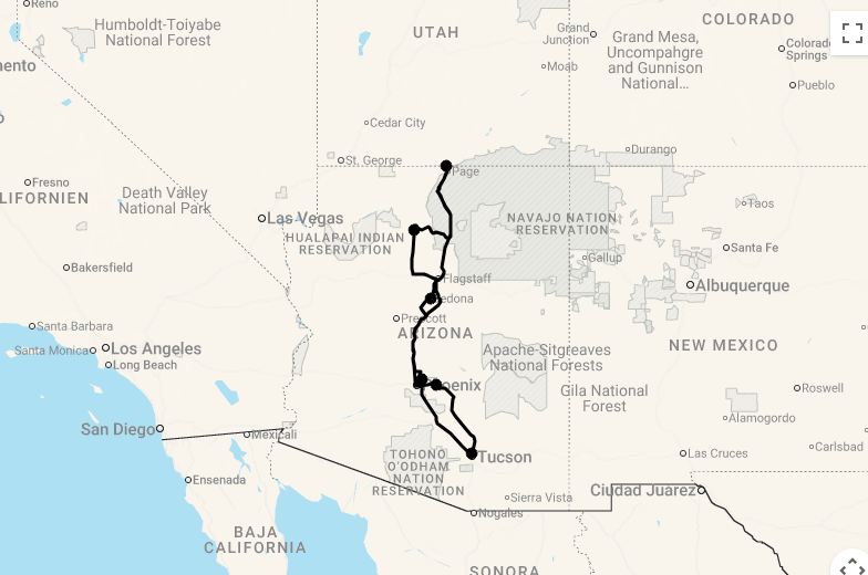 Karte 14 Tage Best of Arizona