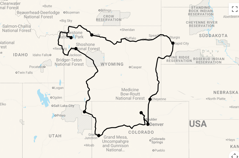 Karte 18 Tage The Great American West