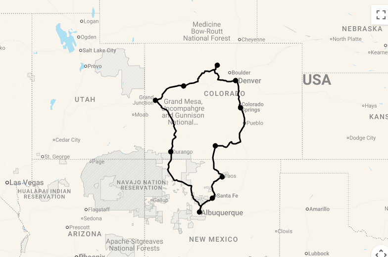 Karte 14 Tage Best of Colorado & New Mexico