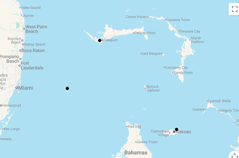 Karte 14 Tage Farbenfrohe Bahamas