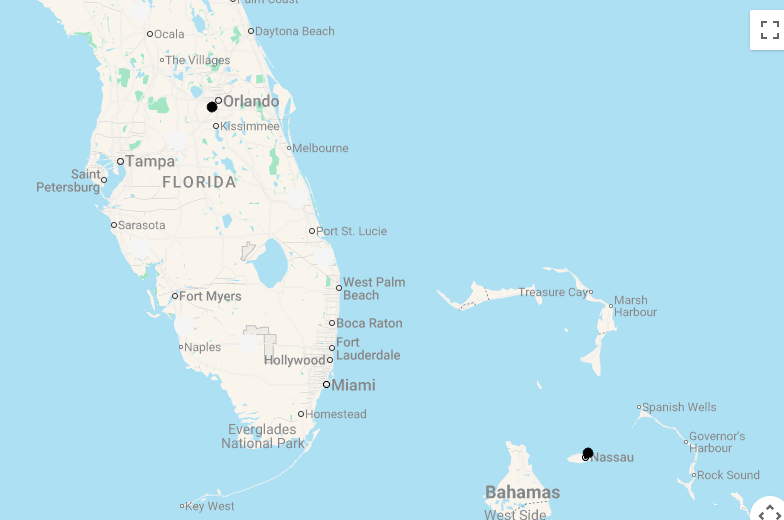 Karte 13 Tage Florida & Bahamas: Themenpark & Wasserstadt mit Flug