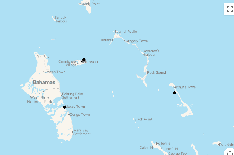 Karte 13 Tage Abtauchen auf den Bahamas