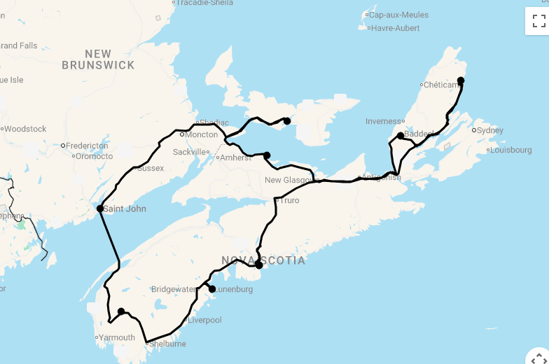 Karte 15 Tage Atlantik Kanada Deluxe