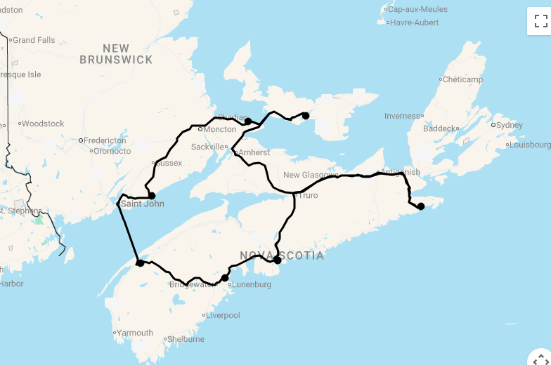 Karte 15 Tage Nova Scotia mit Country Inns