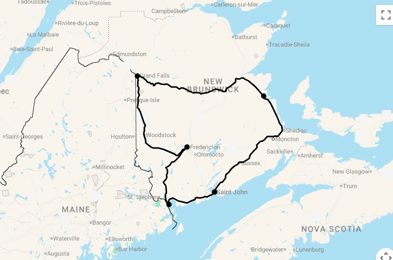 Karte 10 Tage Bezauberndes New Brunswick