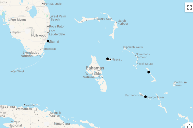 Karte 15 Tage Miami & Bahamas
