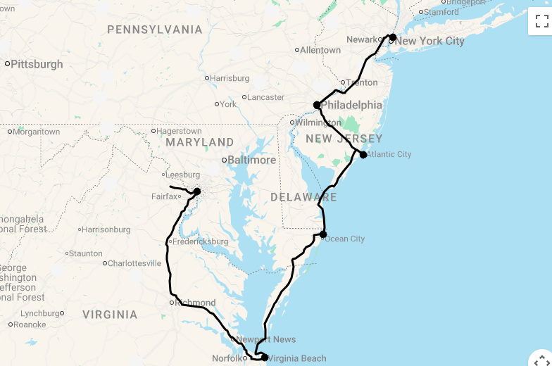 Karte 16 Tage New York City & Capital Region