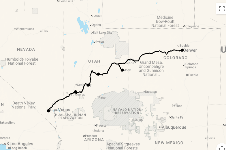 Karte 14 Tage Red Rocks & Rail - Utahs Nationalparks und Canyon Spirit