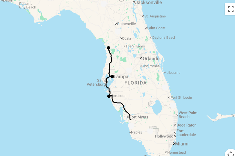 Karte 12 Tage Floridas Vielfalt Entdecken - Kultur, Strand und Manatees