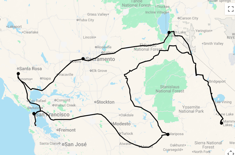 Karte 14 Tage Kalifornien für Kenner