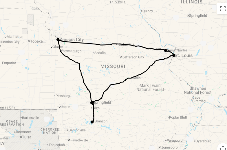 Karte 8 Tage Missouri Entdecken